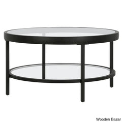 Alexisa 32’’ Wide Round Coffee And Center Table Blackened Bronze