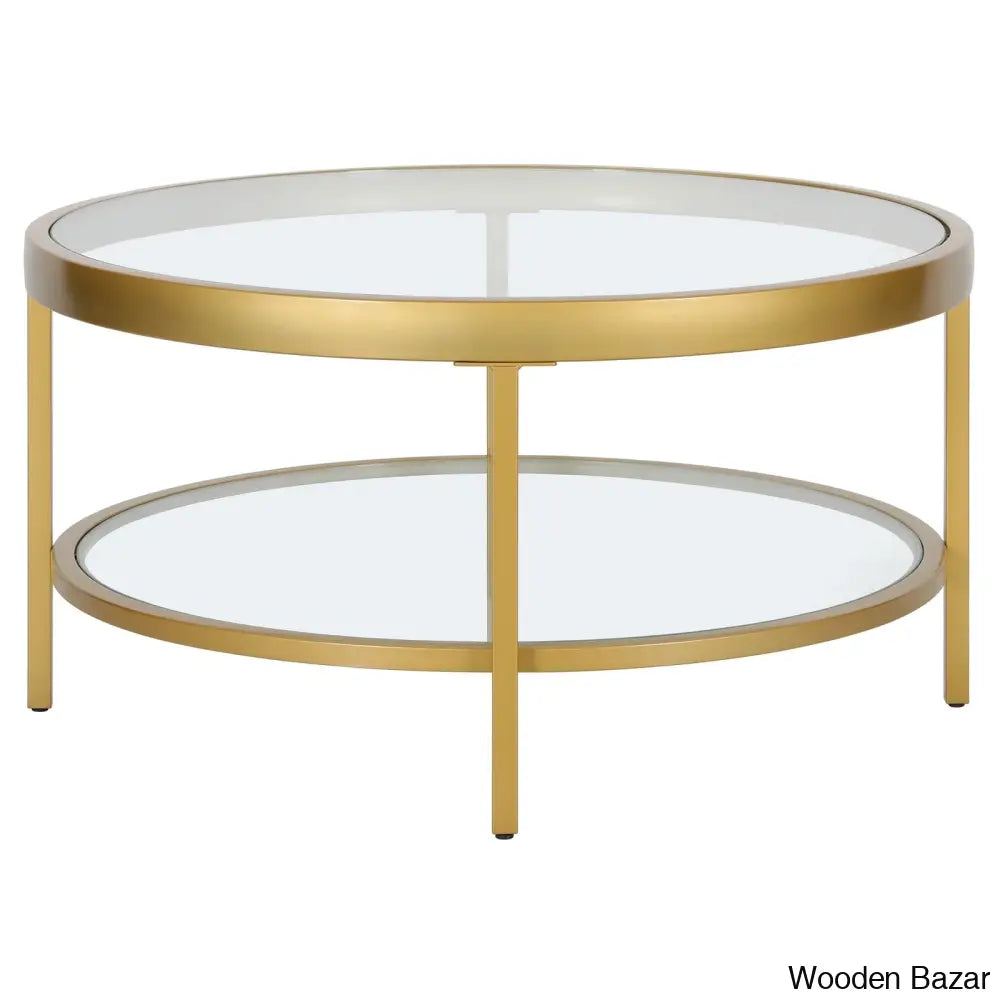 Alexisa 32’’ Wide Round Coffee And Center Table Brass