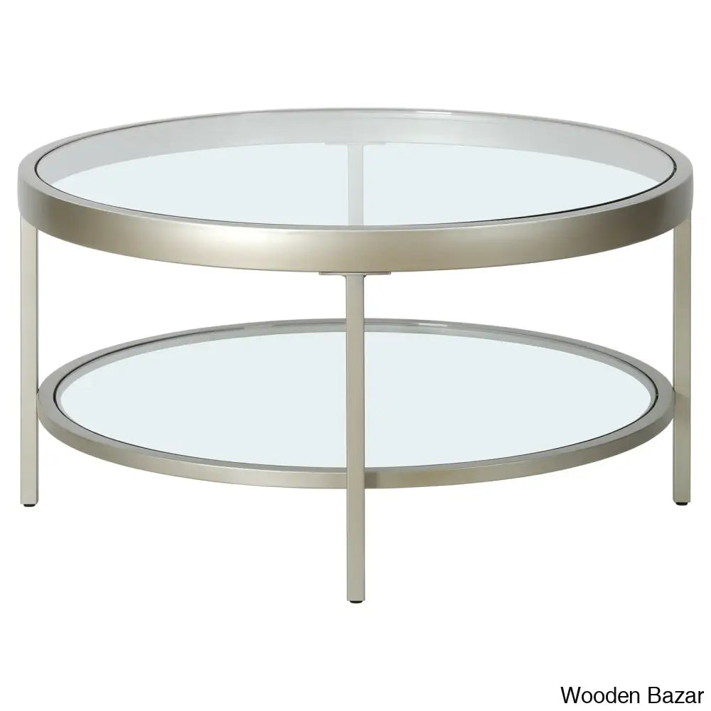 Alexisa 32’’ Wide Round Coffee And Center Table Satin Nickel