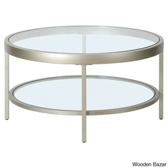 Alexisa 32’’ Wide Round Coffee And Center Table Satin Nickel
