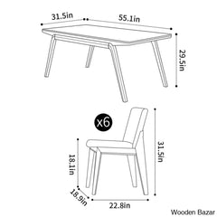 Alivia Luxury 6 Seater Dining Table Set - Wooden Bazar