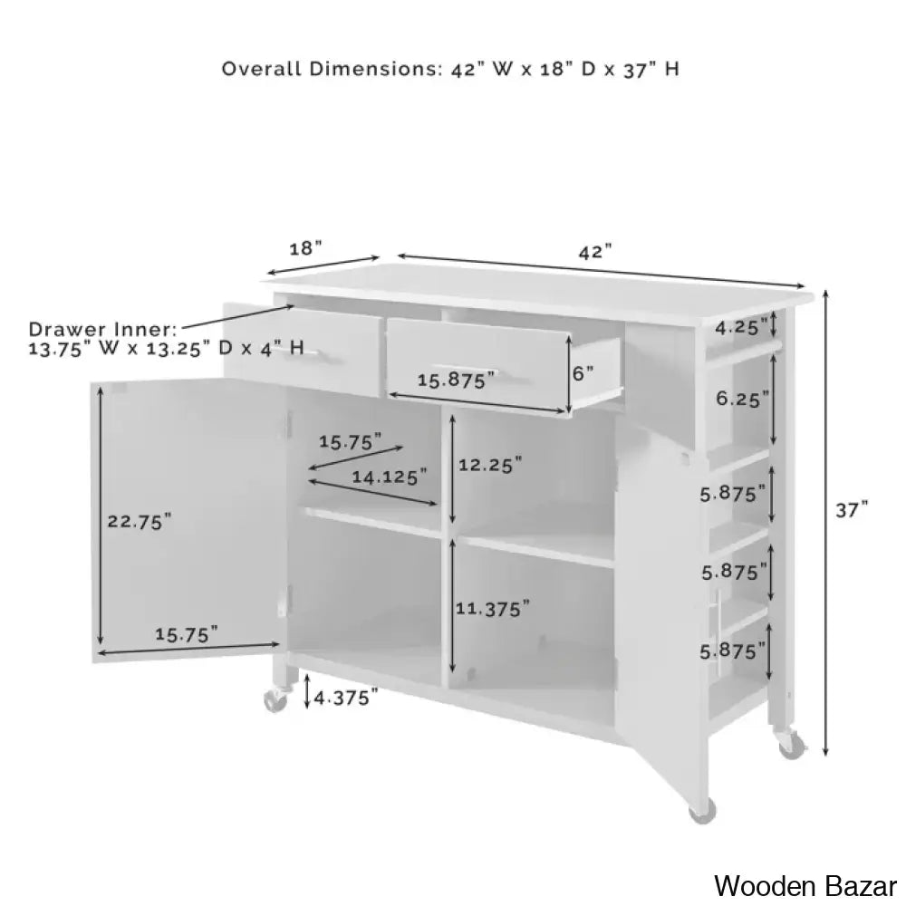 Allura Kitchen Island Trolley Cart Cabinet Kitchen Island With Storage
