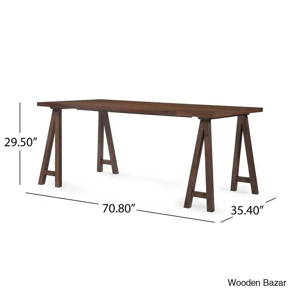 Ally Rectangular Solid Wood Dining Table Set – Rich Dark Brown And Walnut Finish