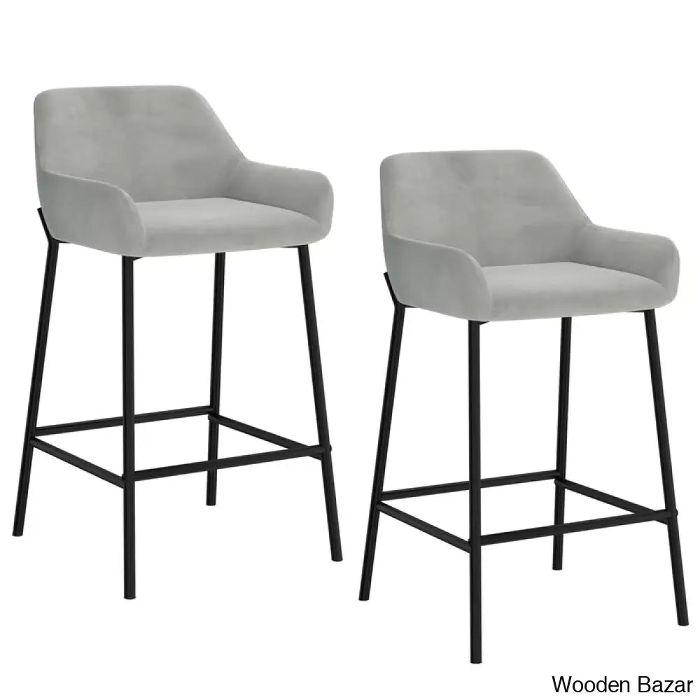 Almosk Swivel Upholstered 26’’ Counter And Bar Stool With Metal Frame (Set Of 2)