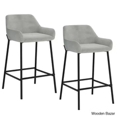 Almosk Swivel Upholstered 26’’ Counter And Bar Stool With Metal Frame (Set Of 2)