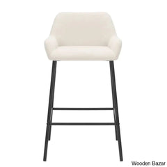 Almosk Swivel Upholstered 26’’ Counter And Bar Stool With Metal Frame (Set Of 2) Beige