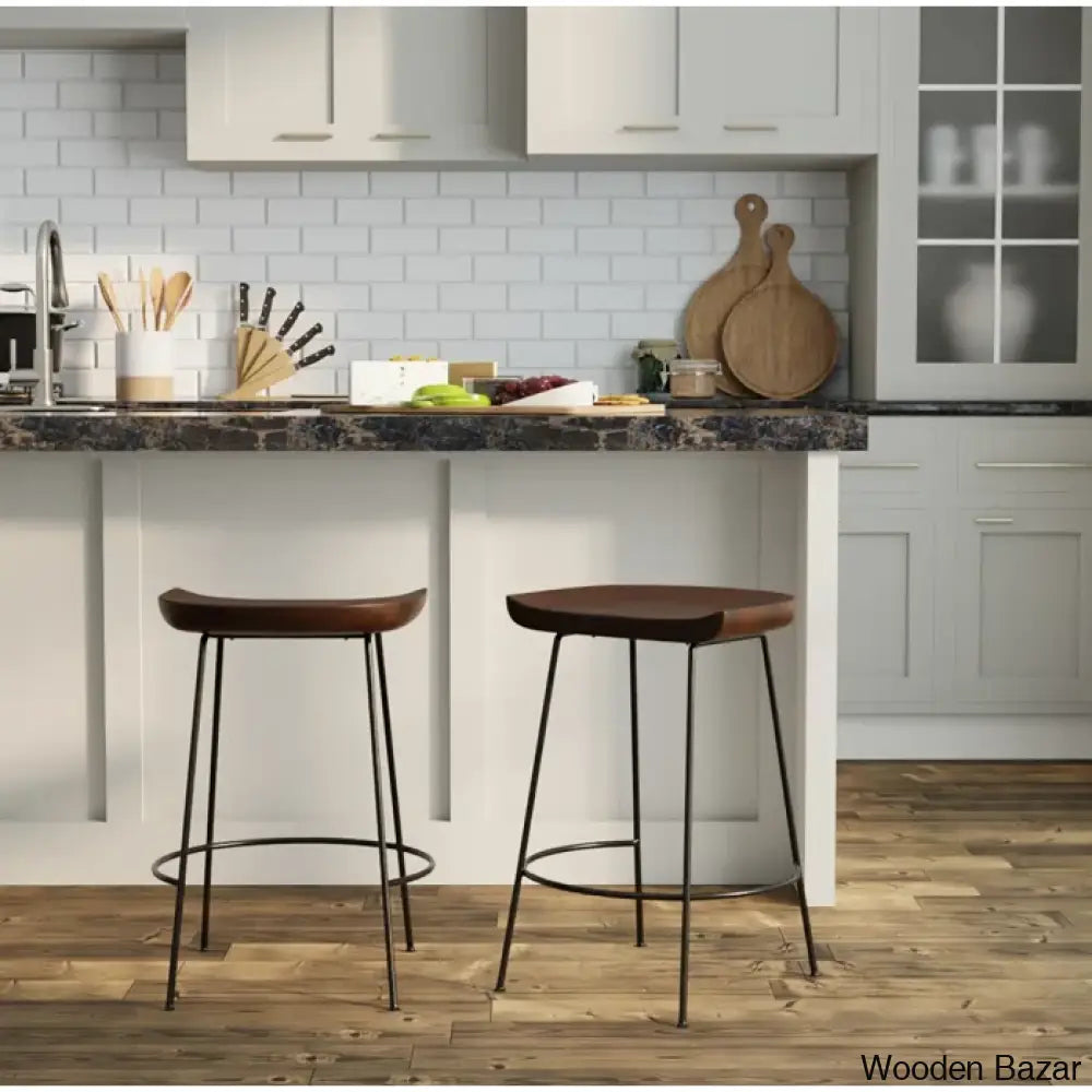 Aloraz Swivel Counter And Bar Stool With Metal Frame (Set Of 2)