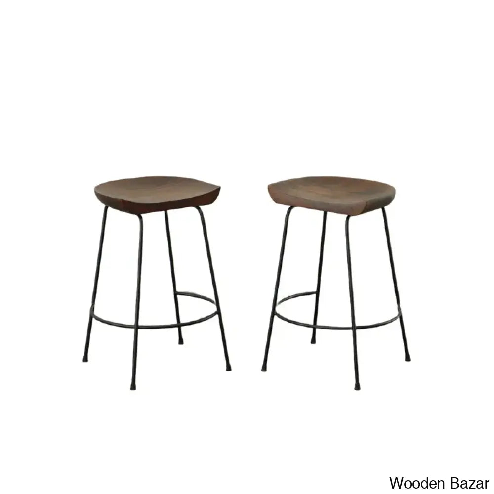 Aloraz Swivel Counter And Bar Stool With Metal Frame (Set Of 2)