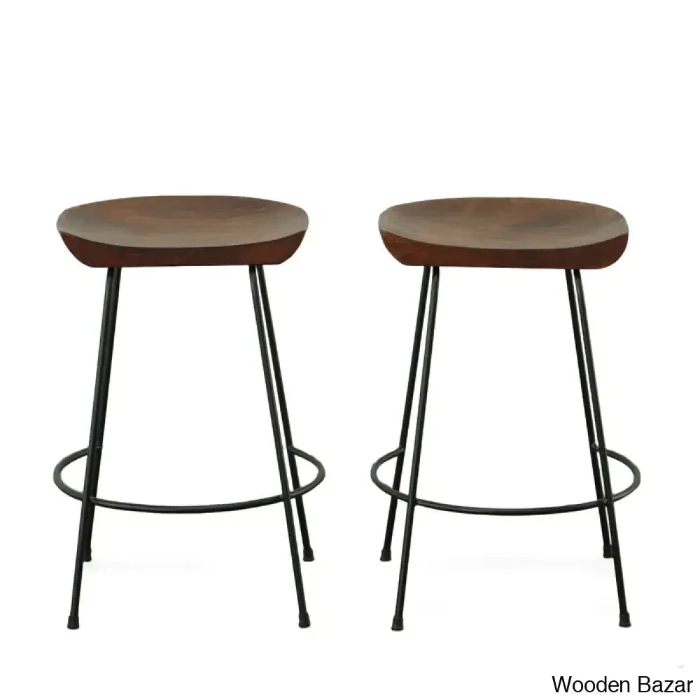 Aloraz Swivel Counter And Bar Stool With Metal Frame (Set Of 2) Chestnut/Black / Bar (30.5’’