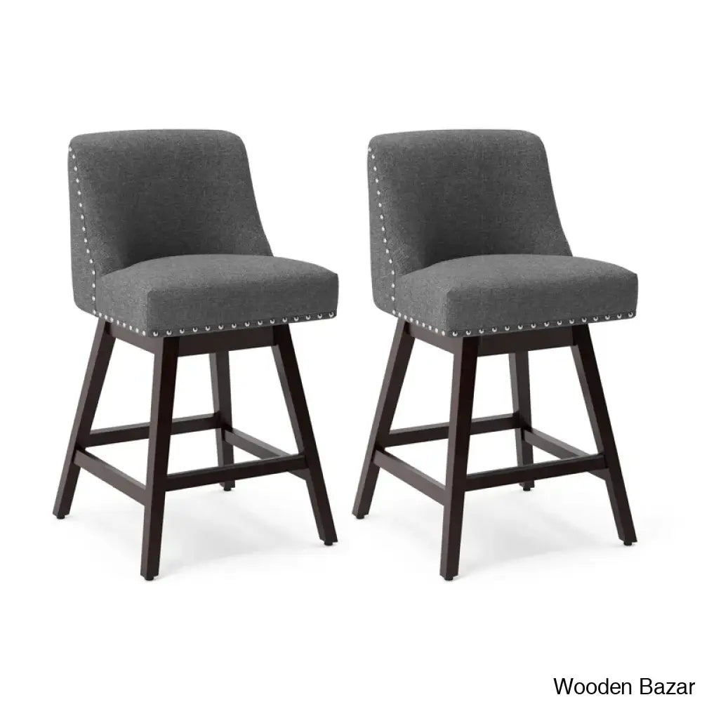 Amaniay Swivel Upholstered 26’’ Counter And Bar Stool With Solid Wood Frame