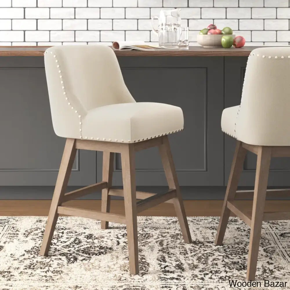 Amaniay Swivel Upholstered 26’’ Counter And Bar Stool With Solid Wood Frame