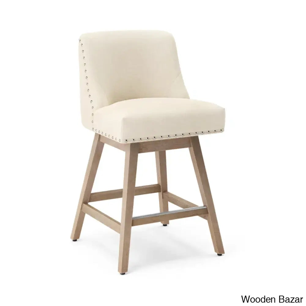 Amaniay Swivel Upholstered 26’’ Counter And Bar Stool With Solid Wood Frame Natural / Beige 1