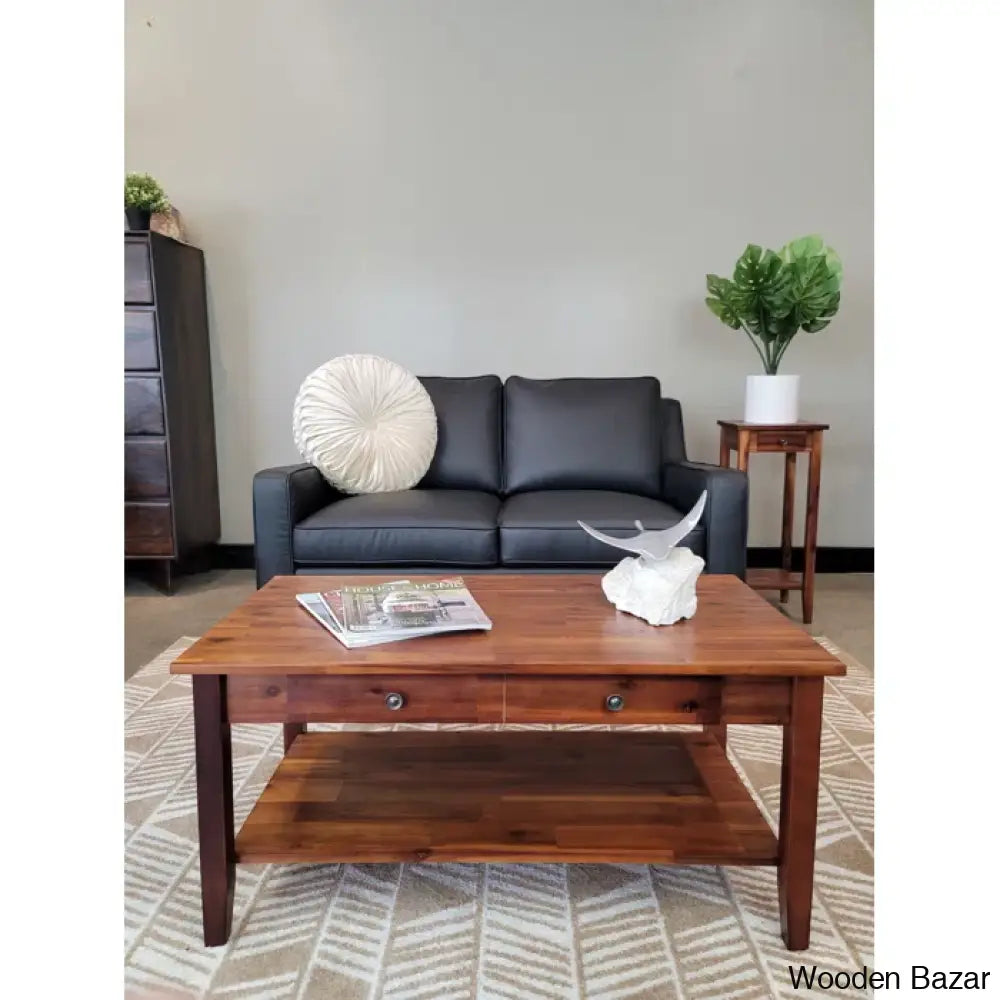 Ambriannya Solid Wood Coffee And Center Table