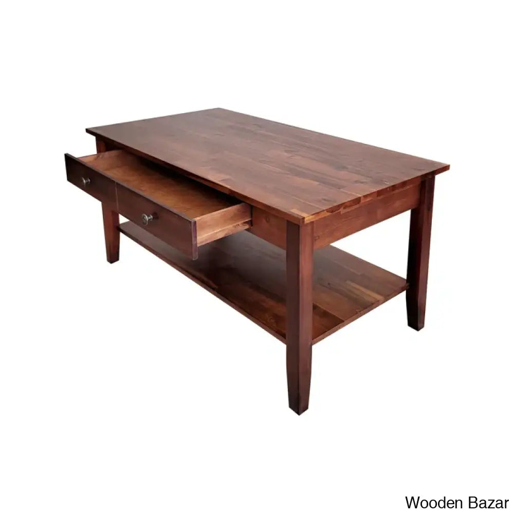 Ambriannya Solid Wood Coffee And Center Table