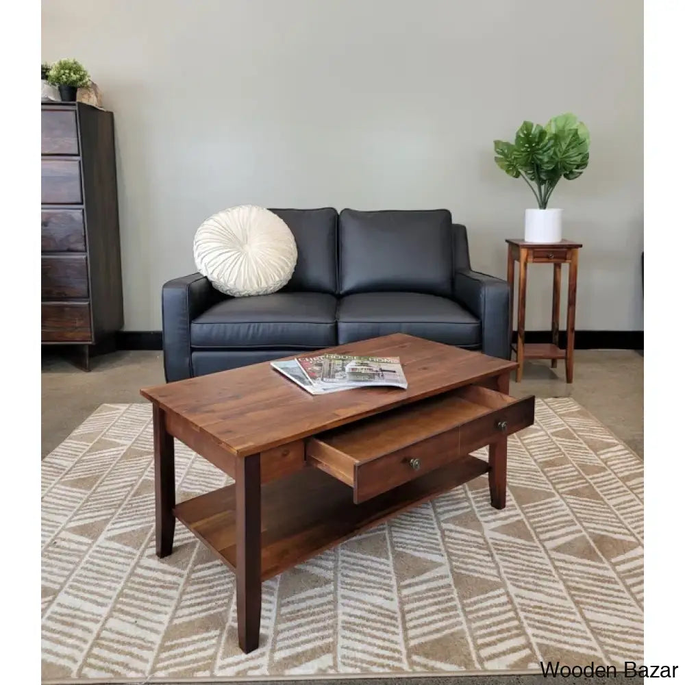 Ambriannya Solid Wood Coffee And Center Table