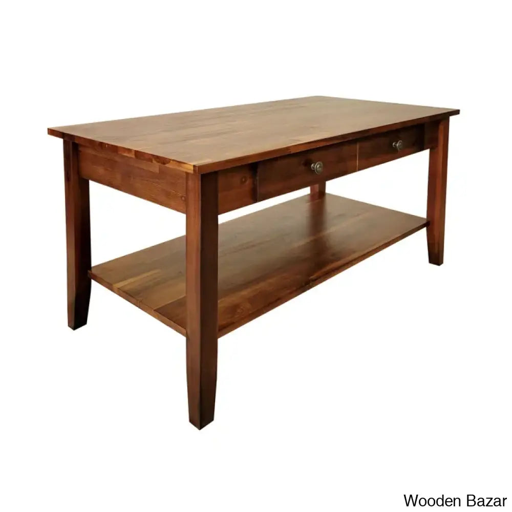 Ambriannya Solid Wood Coffee And Center Table