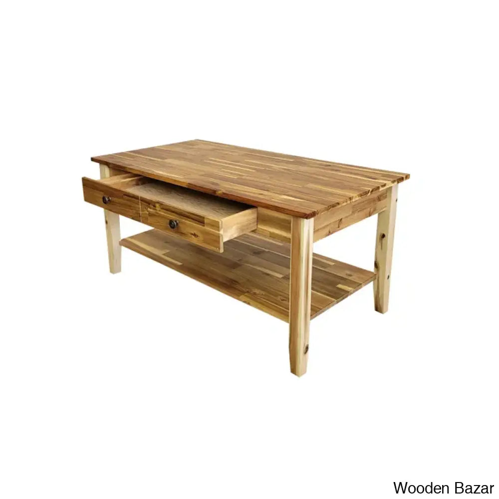 Ambriannya Solid Wood Coffee And Center Table