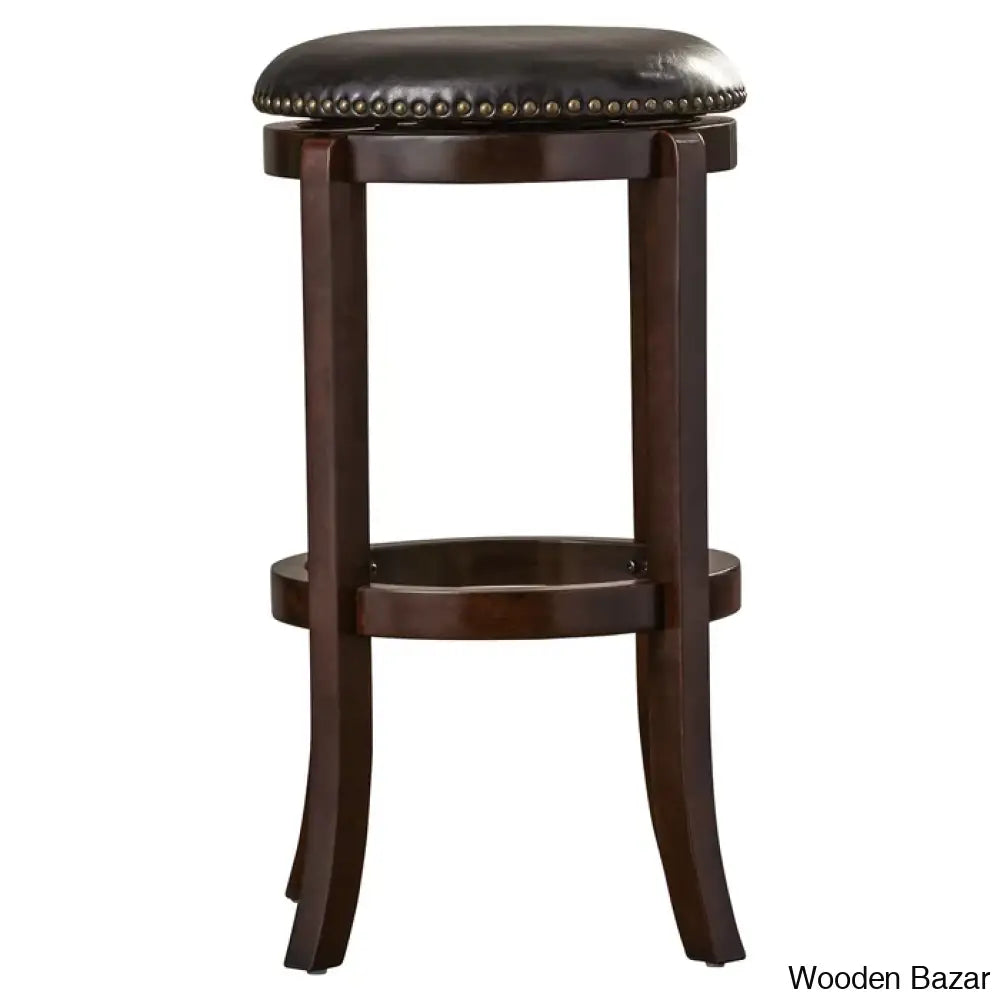 Ameilo Swivel Upholstered Counter And Bar Stool With Metal Frame Black Leather / (24’’ Seat Height)