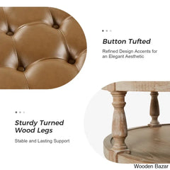 Amelianay Transitional Vegan Leather Storage Button-Tufted Ottoman Coffee And Center Table
