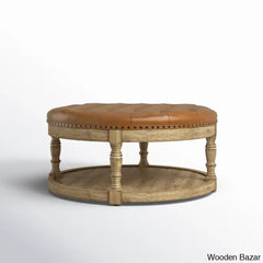 Amelianay Transitional Vegan Leather Storage Button-Tufted Ottoman Coffee And Center Table