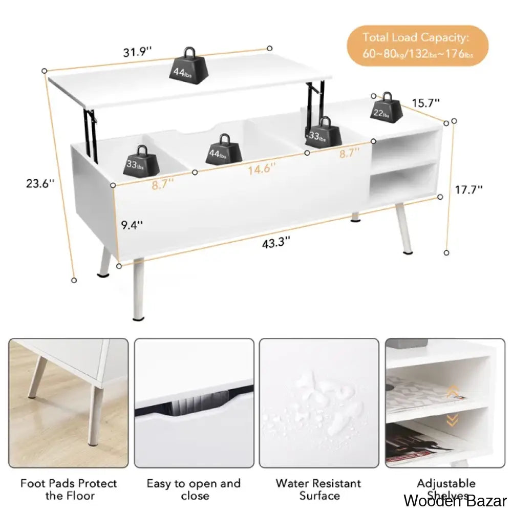 Amethyc Lift Top Coffee And Center Table With Storage