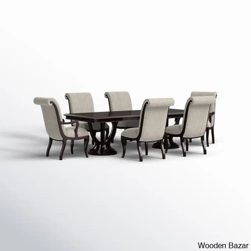 Amherst 6 Seater Luxury Dining Table Set - Wooden Bazar