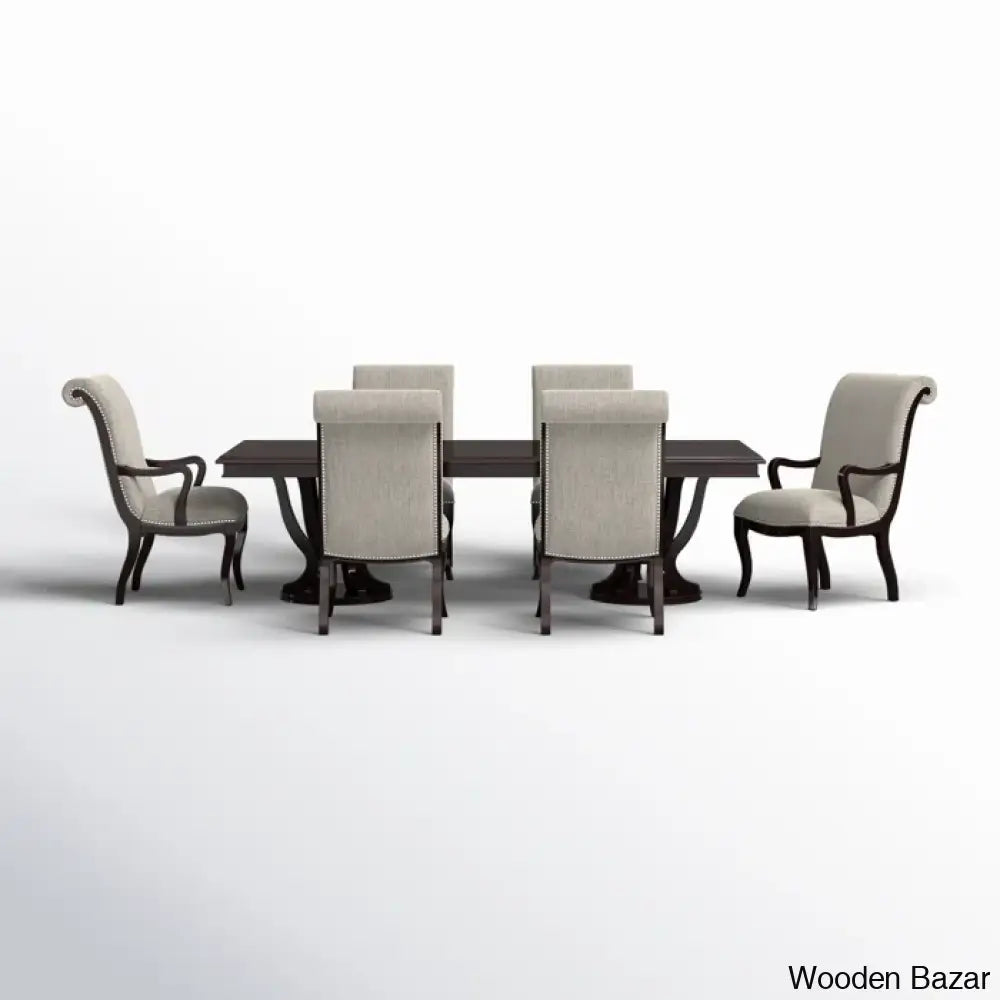 Amherst 6 Seater Luxury Dining Table Set - Wooden Bazar