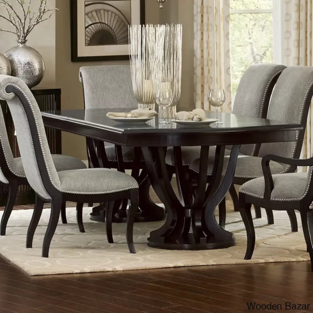 Amherst 6 Seater Luxury Dining Table Set - Wooden Bazar