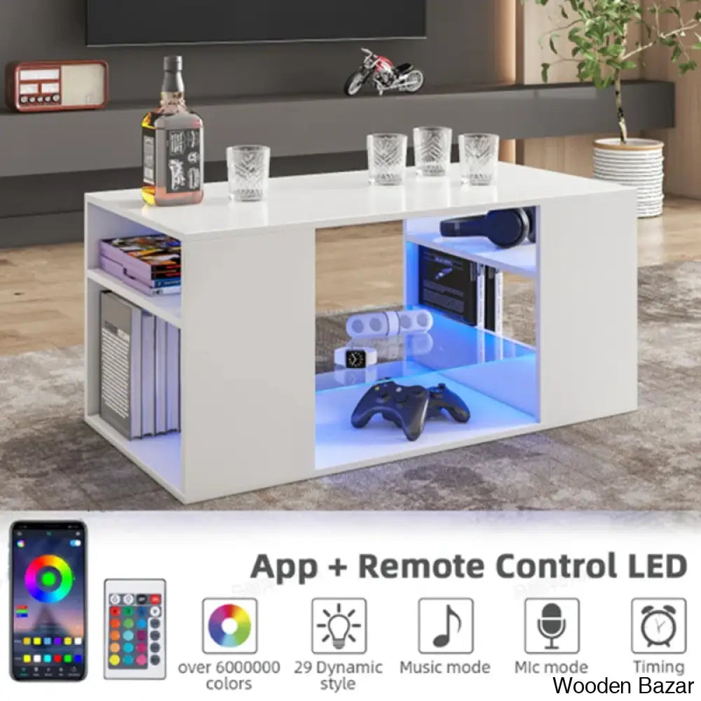 Amilliya Coffee And Center Table With Smart App Controlled Led Light