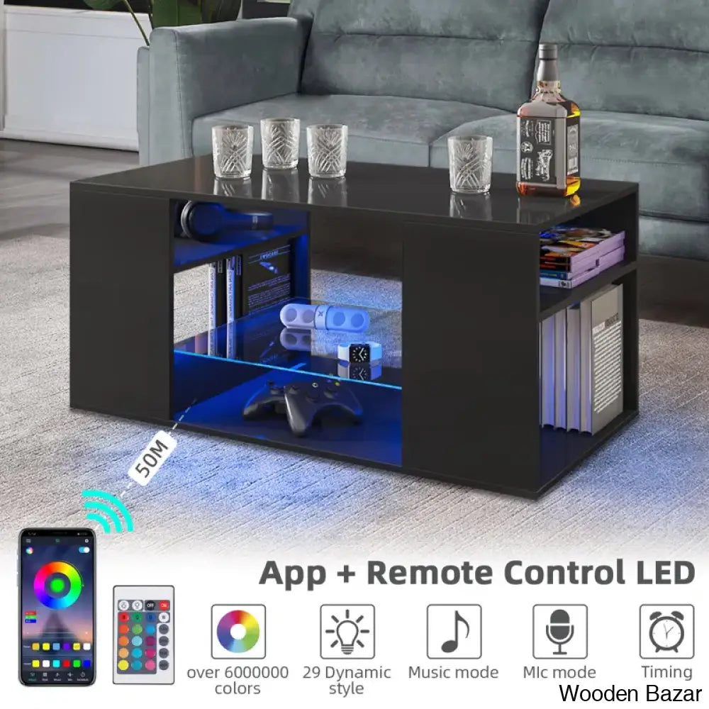 Amilliya Coffee And Center Table With Smart App Controlled Led Light