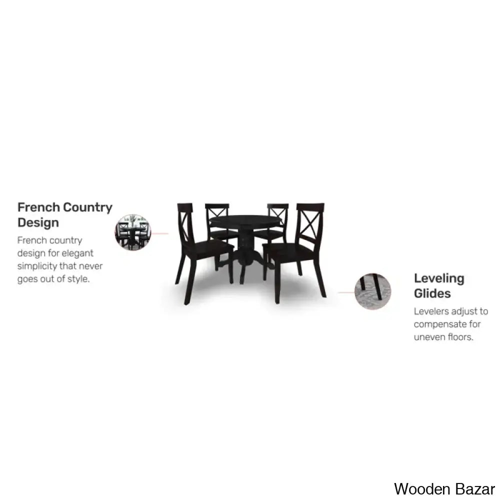 Amrohan 4 Seater Solid Wood Pedestal Dining Set