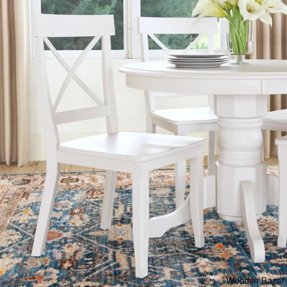 Amrohan 4 Seater Solid Wood Pedestal Dining Set