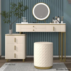 Anafi Vanity Dressing Table With Lighted Mirror And Stool