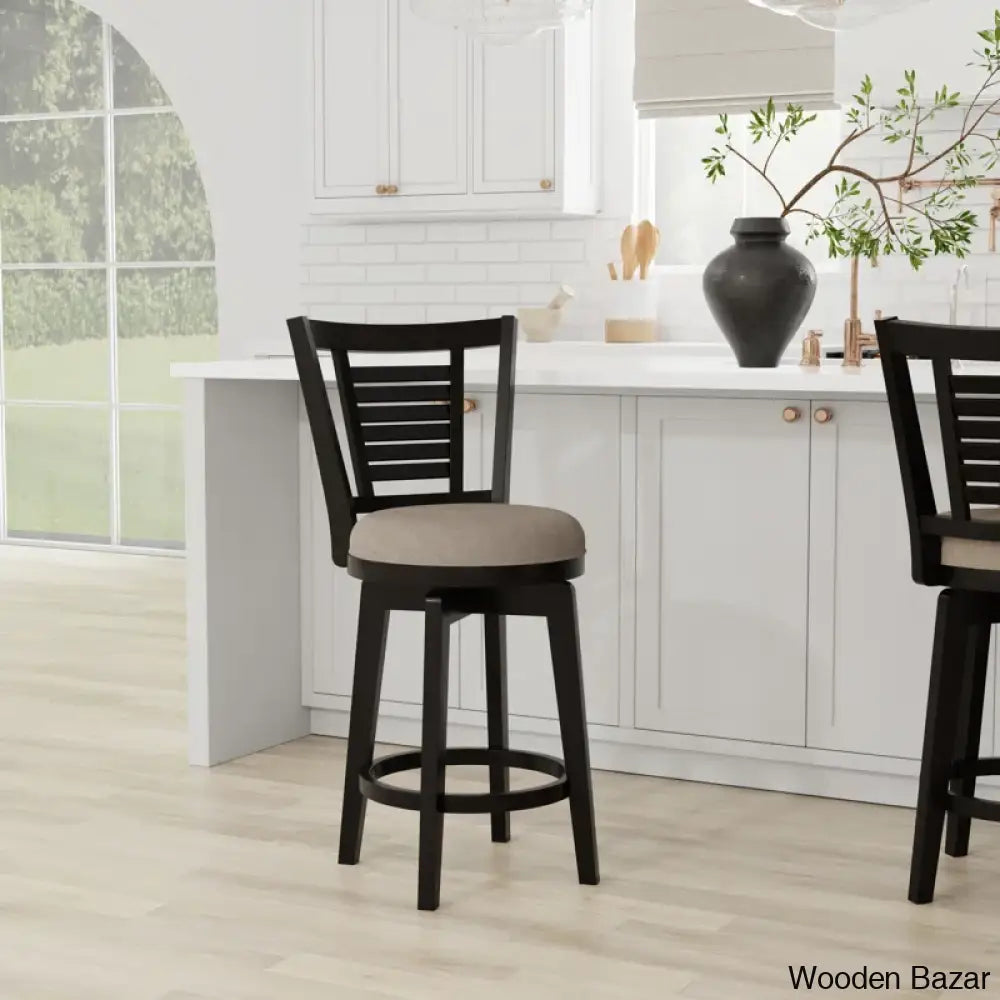 Andoro Swivel Counter And Bar Stool With Solid Wood Frame (25.25” Seat Height)