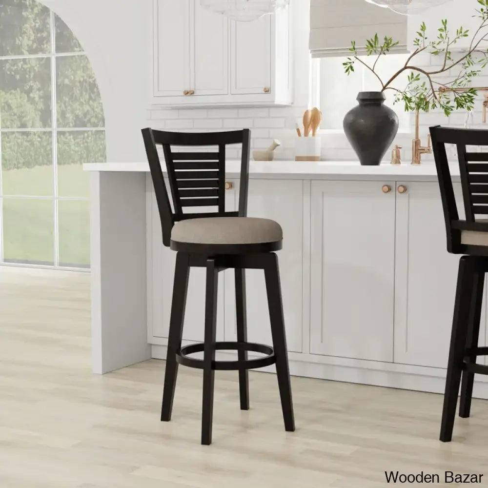 Andoro Swivel Counter And Bar Stool With Solid Wood Frame Bar (30.25” Seat Height)