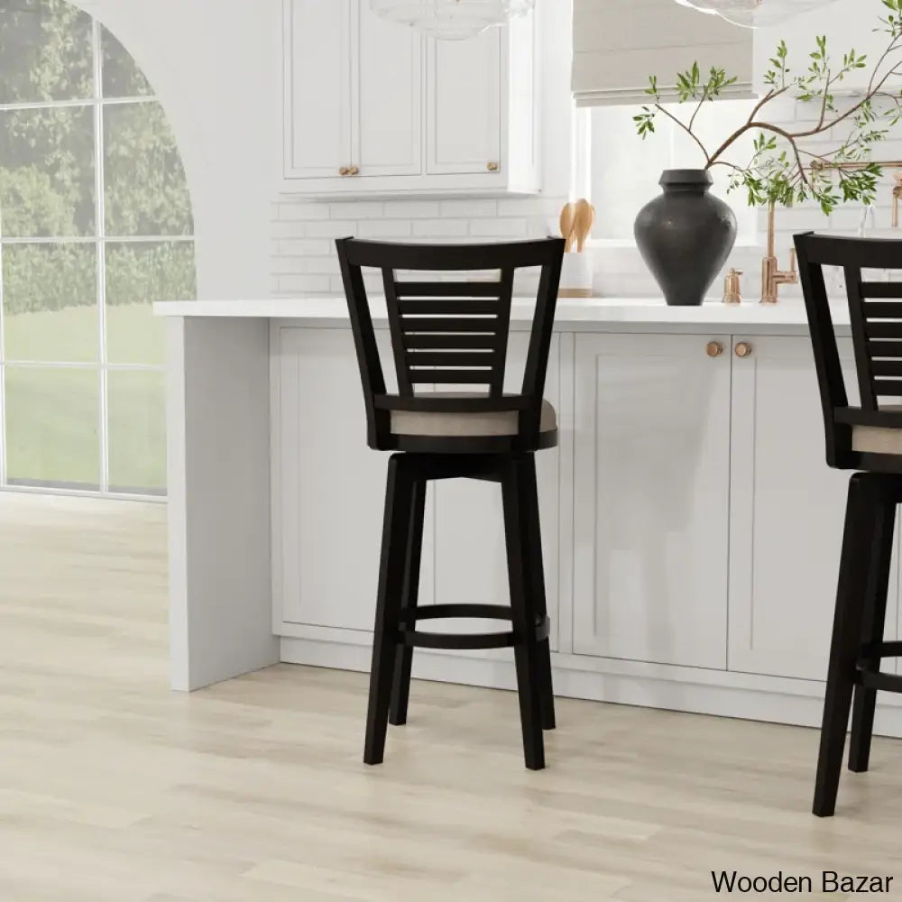 Andoro Swivel Counter And Bar Stool With Solid Wood Frame