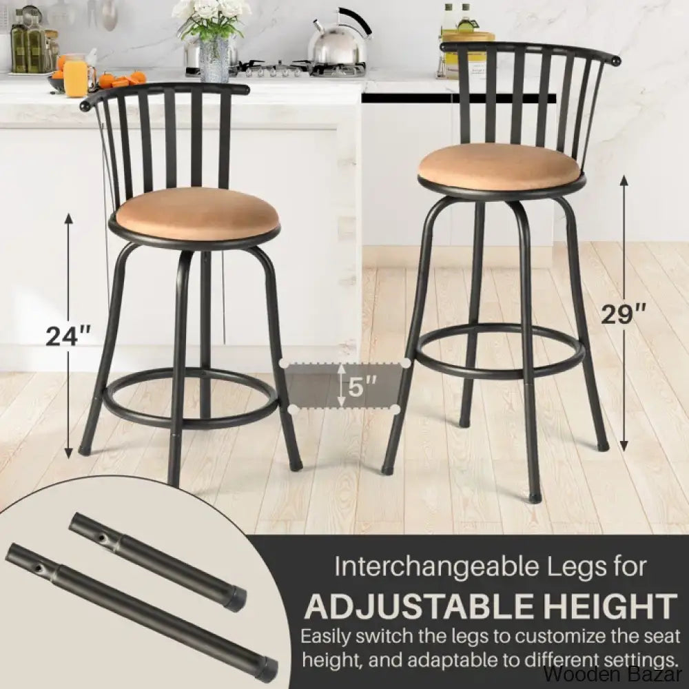 Andrienney Swivel Upholstered Counter And Bar Stool With Both 24’’/29’’ Legs Shipped (Set Of 2)