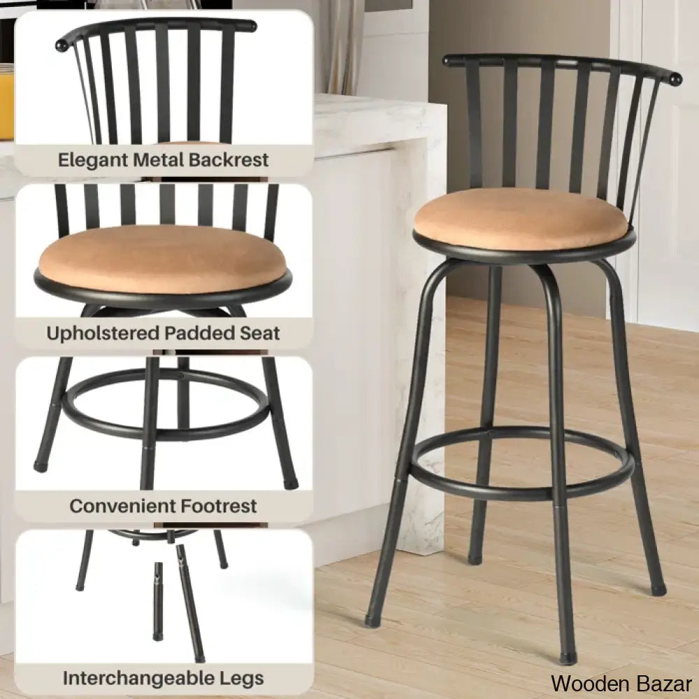 Andrienney Swivel Upholstered Counter And Bar Stool With Both 24’’/29’’ Legs Shipped (Set Of 2)