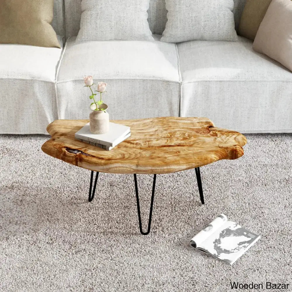 Aneitray Solid Wood Top Coffee And Center Table