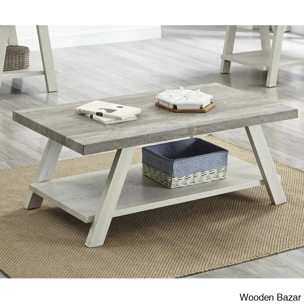 Angeleca Coffee And Center Table Gray Beige