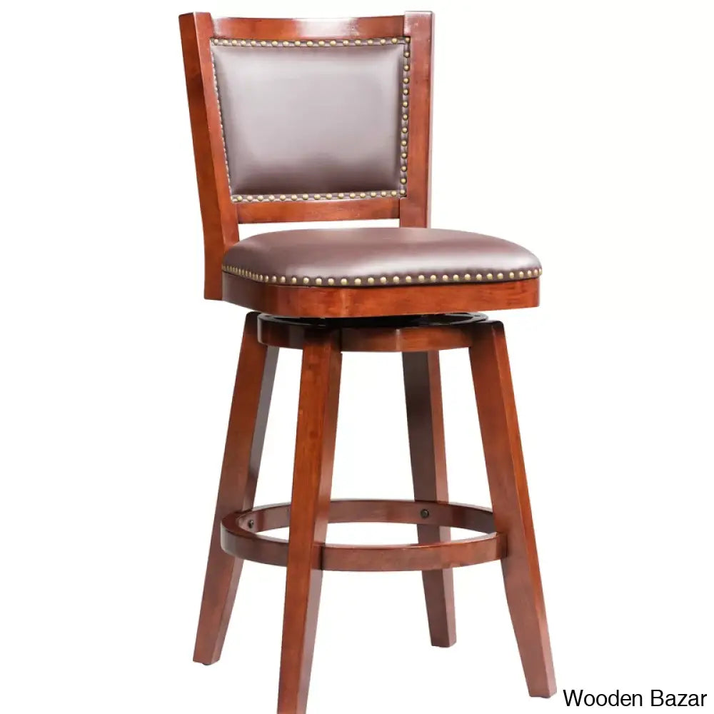 Angelijaz Swivel Upholstered Bar Stool With Solid Wood Frame