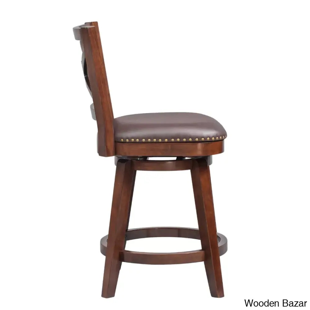 Angelijaz Swivel Upholstered Bar Stool With Solid Wood Frame