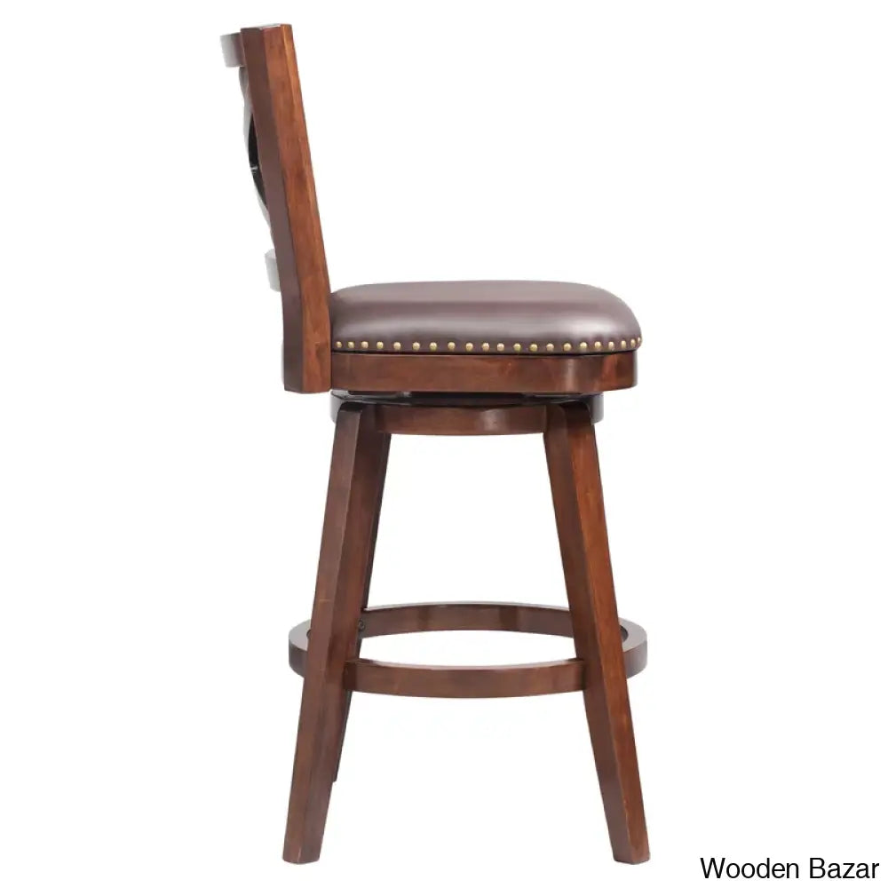 Angelijaz Swivel Upholstered Bar Stool With Solid Wood Frame