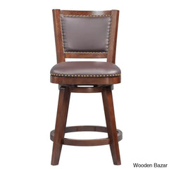 Angelijaz Swivel Upholstered Bar Stool With Solid Wood Frame