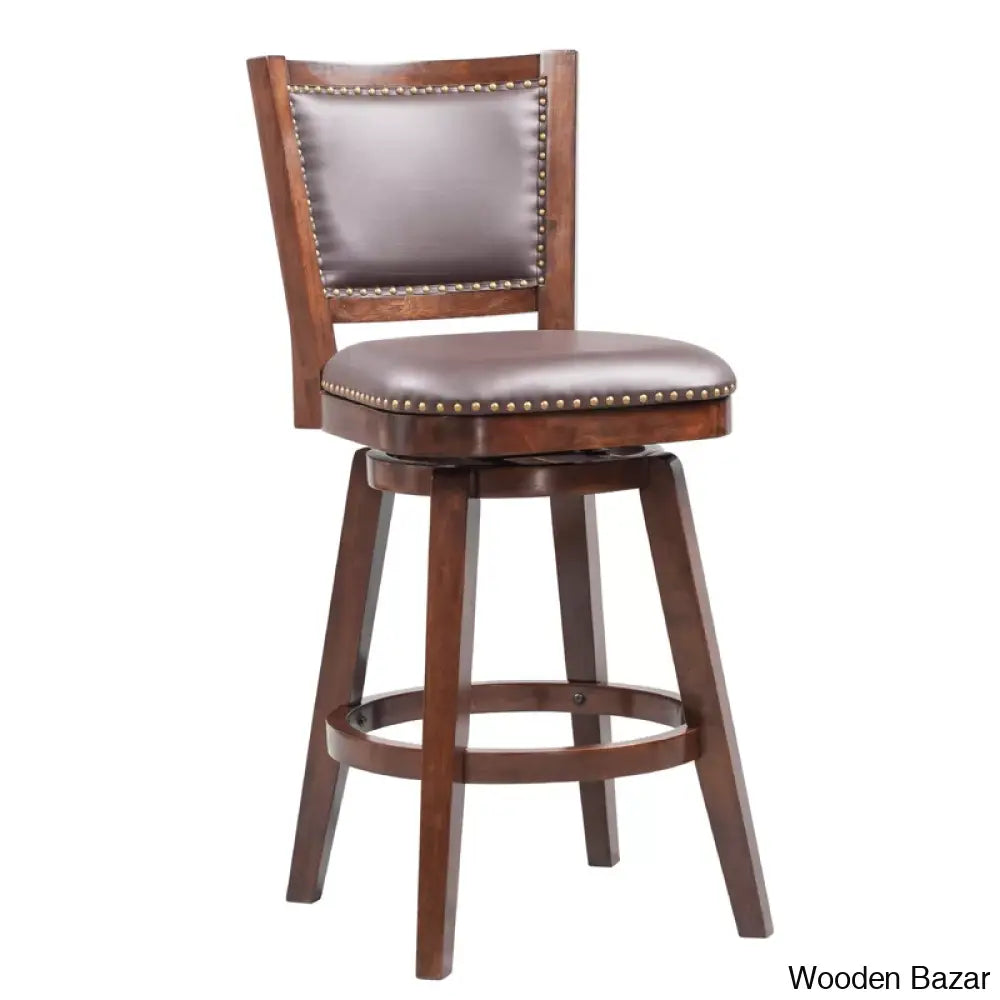 Angelijaz Swivel Upholstered Bar Stool With Solid Wood Frame