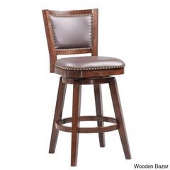 Angelijaz Swivel Upholstered Bar Stool With Solid Wood Frame