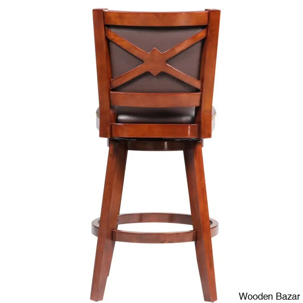 Angelijaz Swivel Upholstered Bar Stool With Solid Wood Frame