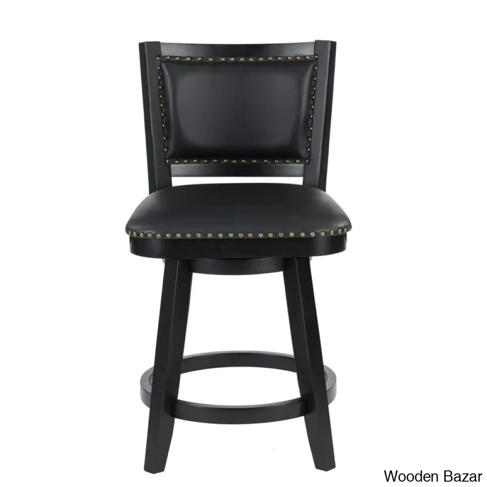 Angelijaz Swivel Upholstered Bar Stool With Solid Wood Frame