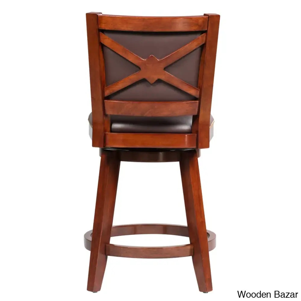 Angelijaz Swivel Upholstered Bar Stool With Solid Wood Frame