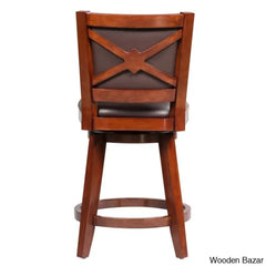 Angelijaz Swivel Upholstered Bar Stool With Solid Wood Frame